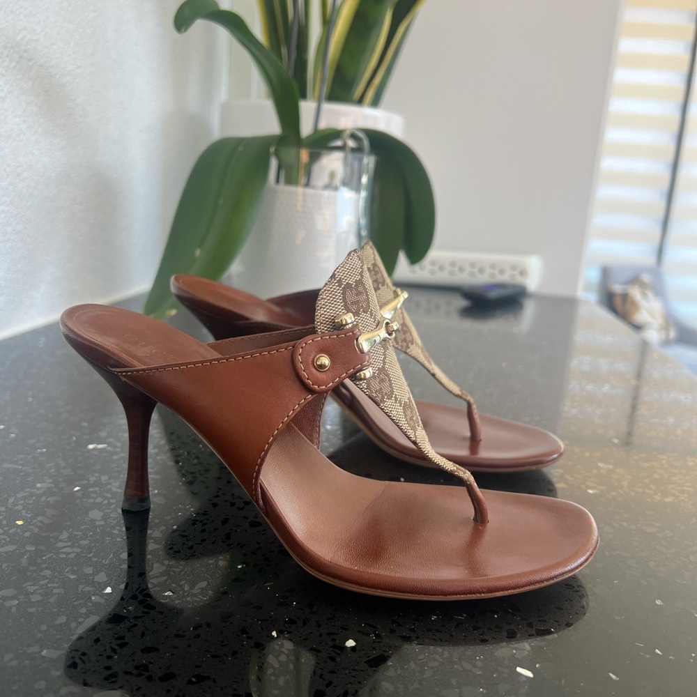 Gucci Brown and Tan Women's Heeled Sandals